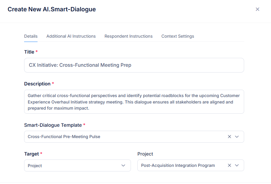 Interview template configuration