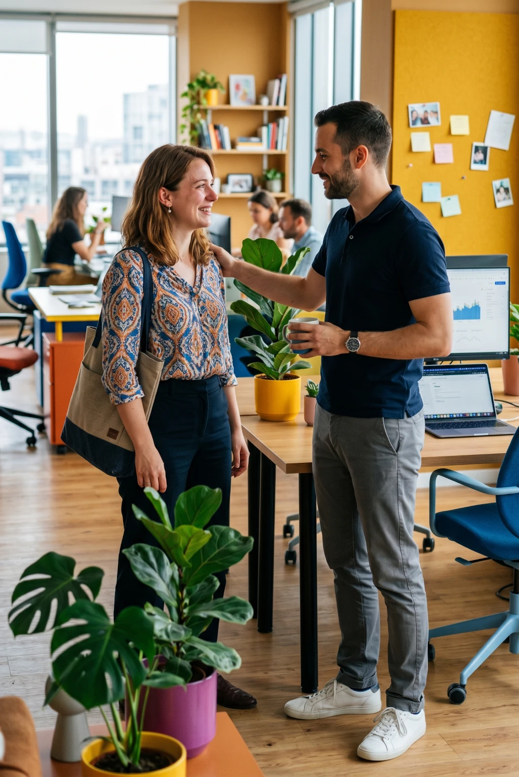 Un responsable RH dans un entretien individuel et concentré avec un collaborateur qui reste.
